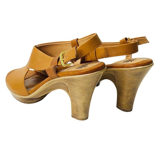 *SOLD* Sofft Womens Size 9.5 Open Toe Slingback Heels Shoes Sandals Tan Leather - Picture 7 of 12